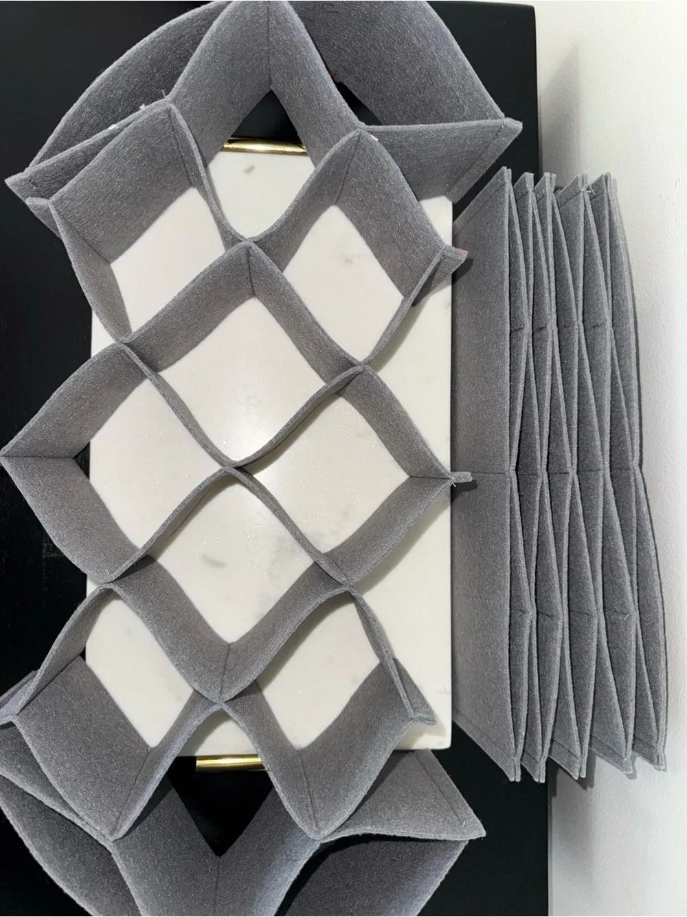 Grey Felt Honeycomb Drawer Organizer Set